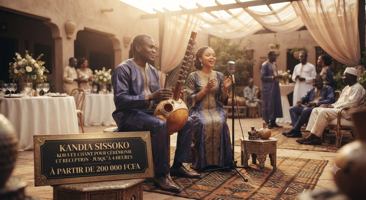Kandia à la kora, scène de Bamako