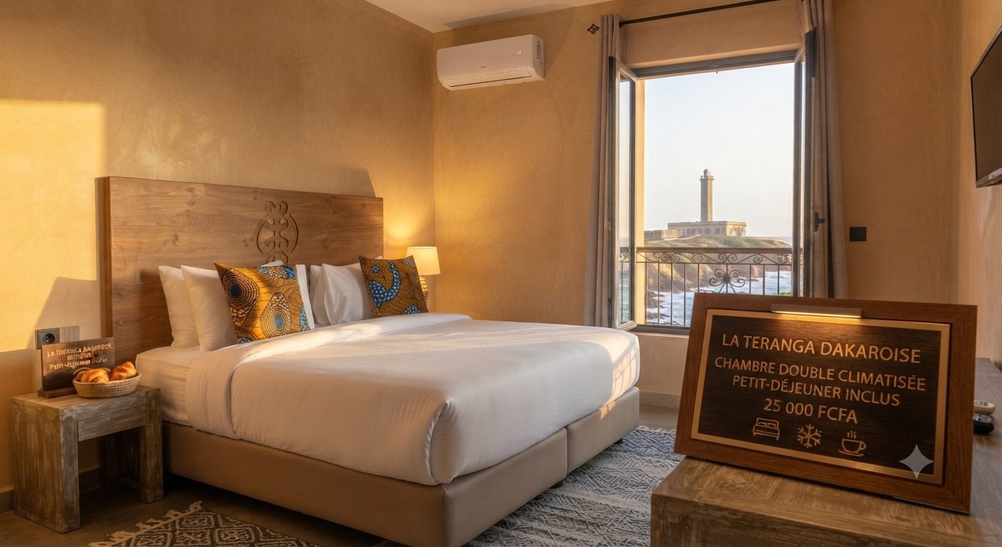 Chambre vue mer, lumière du soir