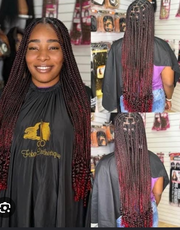 Box braids réalisées au salon